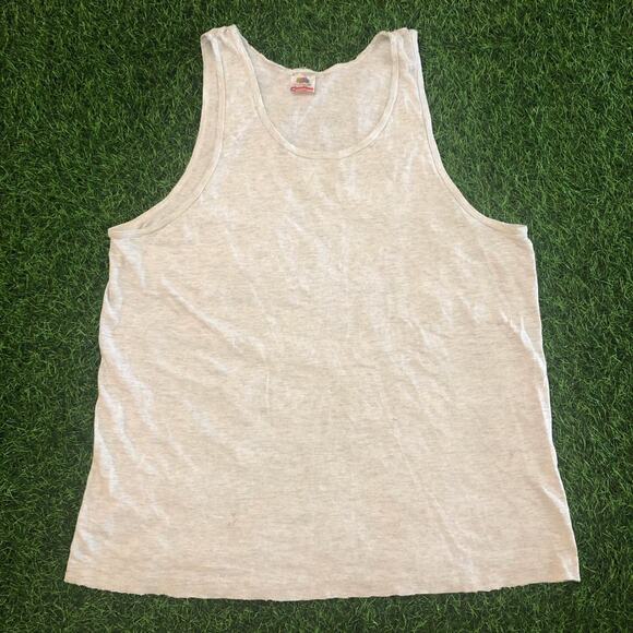 Fruit of the Loom Other - Men’s Vintage Light Grey Distressed Muscle Tank